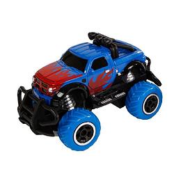 Foto van Van manen mini-monstertruck rc big wheel 13 cm blauw 2-delig