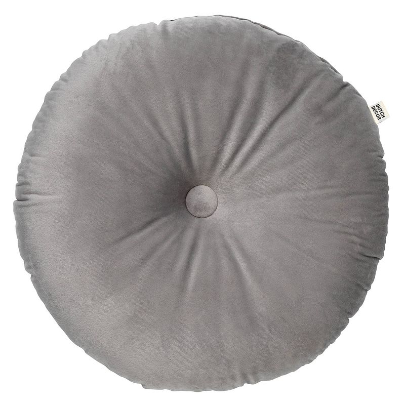 Foto van Dutch decor olly - sierkussen rond velvet micro chip 40 cm - grijs - grijs