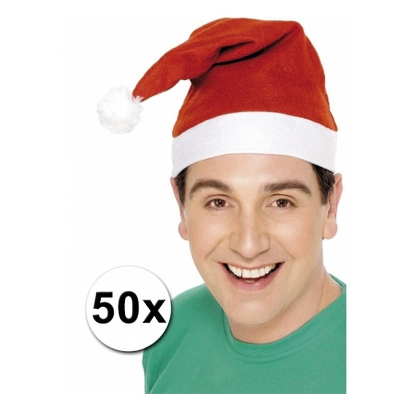 Foto van Kerstmutsen aanbieding 50 stuks - kerstmutsen