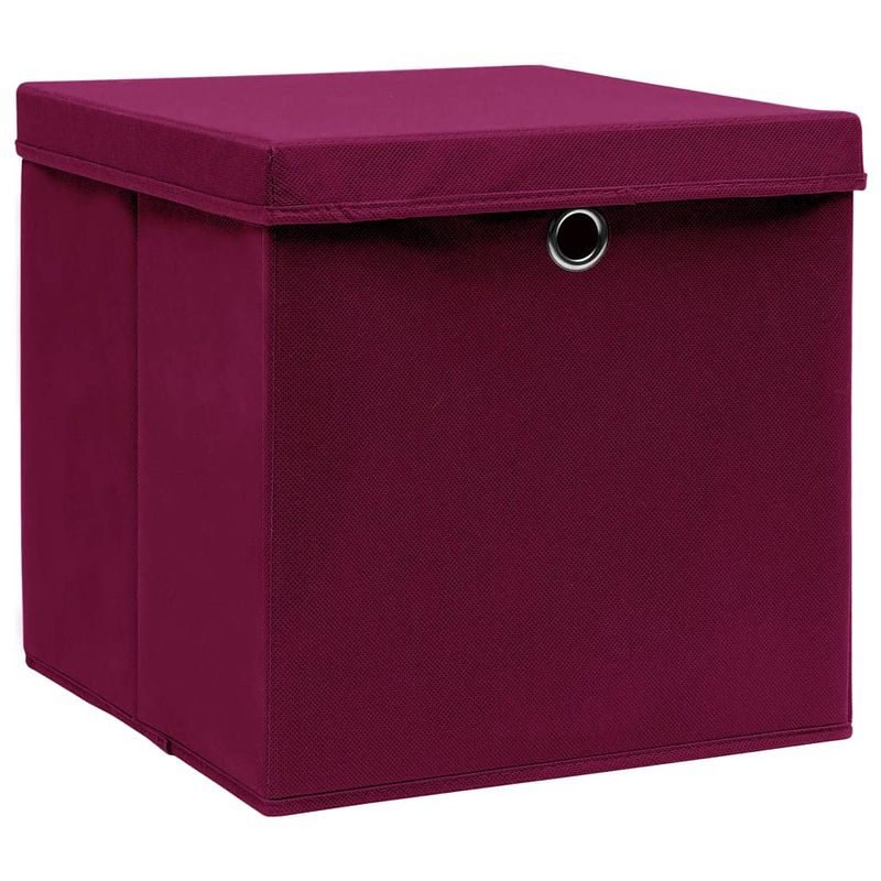 Foto van The living store opbergbox - donkerrood - 32 x 32 x 32 cm - inklapbaar - nonwoven stof