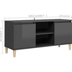 Foto van The living store tv-meubel scandinavische stijl - 103.5 x 35 x 50 cm - hoogglans grijs