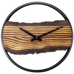 Foto van Nextime wandklok forest 30 cm hout/staal zwart/naturel