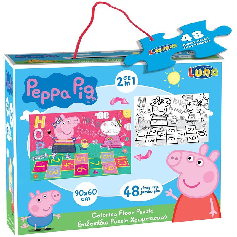 Foto van Luna vloerpuzzel 2-in-1 peppa pig junior 90 cm 48-delig