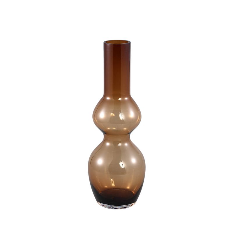 Foto van Ptmd joly brown glass vase long bulb shape s