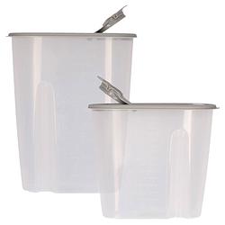 Foto van Voedselcontainer strooibus - grijs - 1,5 en 2,2 liter - kunststof - voorraadpot