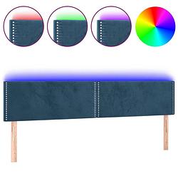 Foto van The living store hoofdeind donkerblauw stof - 180x5x78/88cm - verstelbaar - schaarbaar - led-strip - usb -