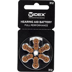 Foto van Widex hoortoestel batterijen 1 pakjes 6 batterijen bruine sticker p312 gehoorapparaat