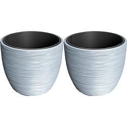 Foto van Prosperplast plantenpot/bloempot furu stripes - 2x - buiten/binnen - kunststof - antraciet - d35 x h35 cm - plantenpotte