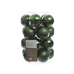 Foto van 3 stuks kerstbal glas glans-mat diameter 6cm dennen groen ksd