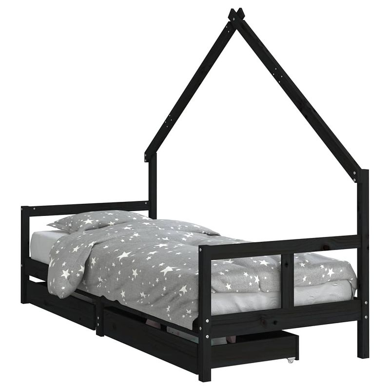 Foto van Vidaxl kinderbedframe 80x200 cm massief grenenhout zwart