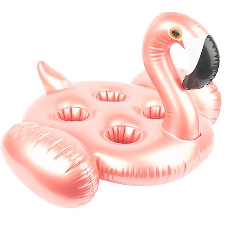 Foto van Free and easy bekerhouder opbaasbaar flamingo 14,5 cm pvc roze