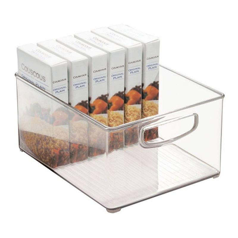 Foto van Idesign - opbergbox met handvaten, 20.3 x 25.4 x 12.7 cm, stapelbaar, kunststof, transparant - idesign kitchen binz
