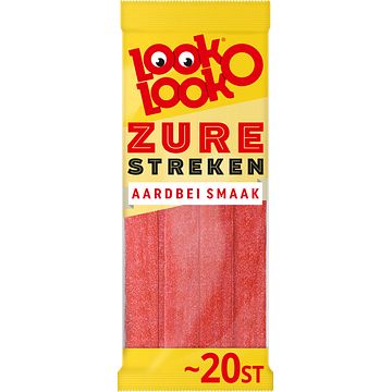 Foto van Look o look zure streken aardbei zuur snoep zak 125 gram zure matten bij jumbo