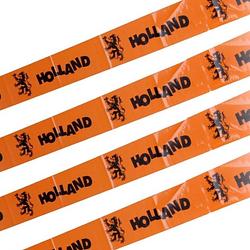 Foto van 4x oranje holland afzetlint met leeuw - ek / wk / koningsdag markeerlint versiering - markeerlinten