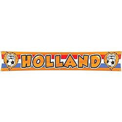 Foto van 3x oranje mega banner/ vlag holland 370 x 60 cm - feestdecoratievoorwerp