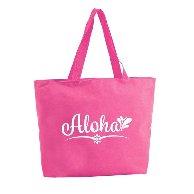 Foto van Aloha shopper tas - fuchsia roze - 47 x 34 x 12,5 cm - boodschappentas / strandtas