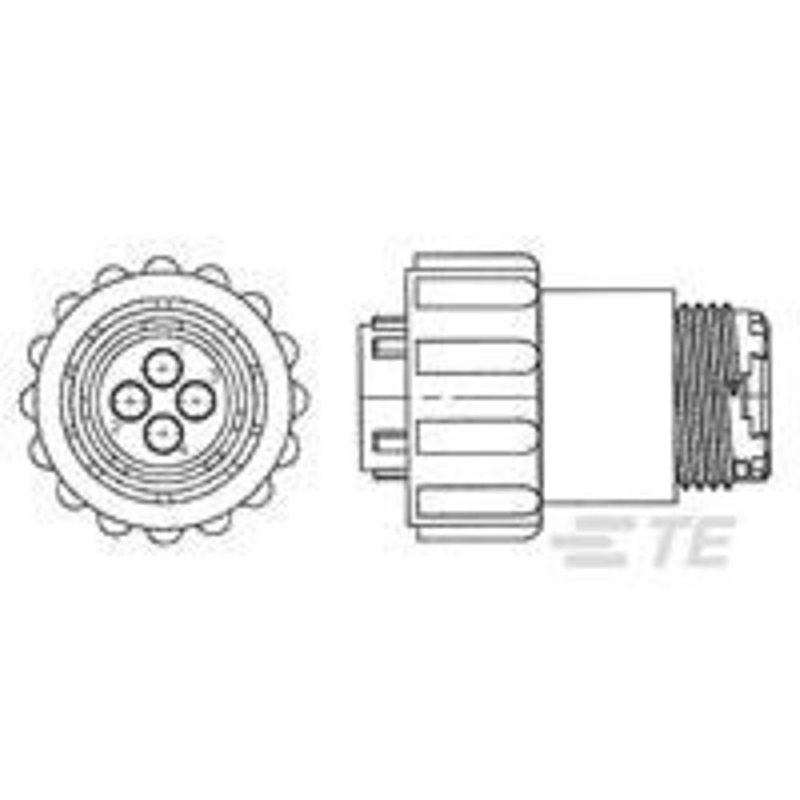 Foto van Te connectivity 788157-2 kabelschoen, male (rond) stekker, recht serie (ronde connectors): cpc totaal aantal polen: 9 1 stuk(s)