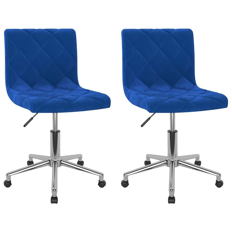 Foto van The living store eetkamerstoelen - draaibaar - fluweel - blauw - 40 x 43 x (76-87.5) cm - verstelbaar