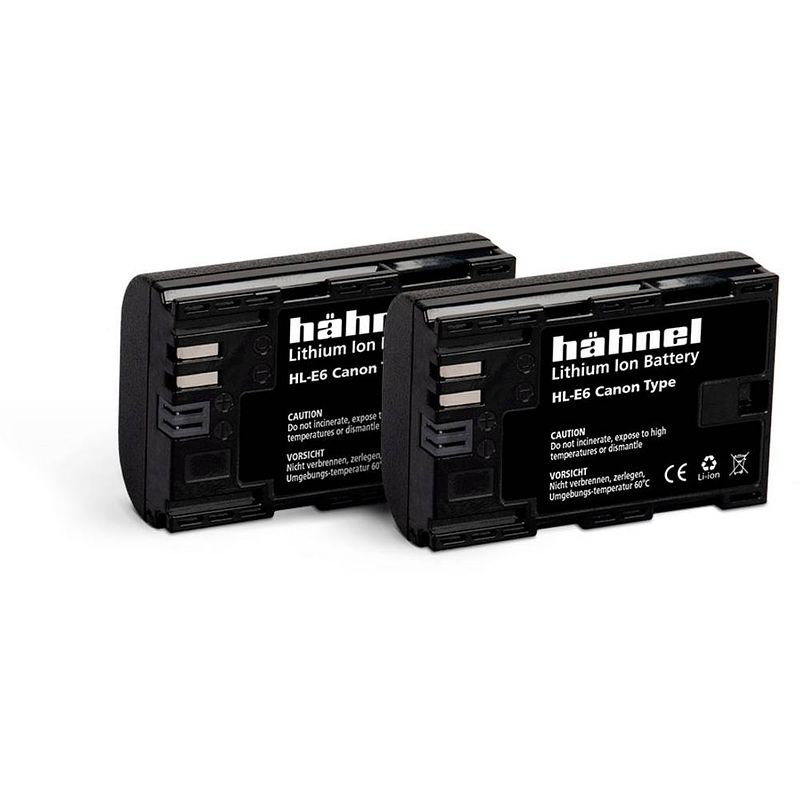 Foto van Hähnel fototechnik hl-e6, 2er camera-accu vervangt originele accu lp-e6 7.2 v 1650 mah