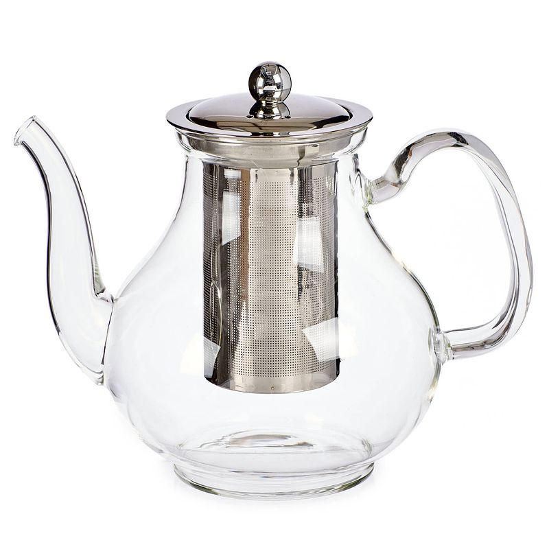 Foto van Glazen theepot 1100 ml met filter/infuser en handvat - theepotten