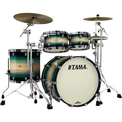 Foto van Tama me42tzbs-lewb starclassic maple emerald pacific walnut burst 4d. shellset zwart vernikkelde hardware