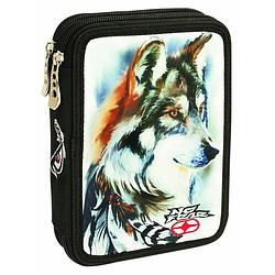 Foto van No fear etui wolf junior 20 cm polyester zwart/wit 27-delig