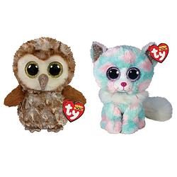 Foto van Ty - knuffel - beanie boo's - percy owl & opal cat