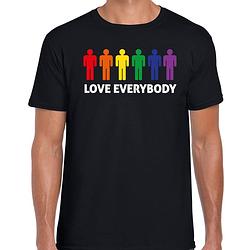 Foto van Bellatio decorations gay pride shirt - love everybody - regenboog - heren - zwart s - feestshirts