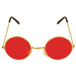 Foto van Rode hippie flower power zonnebril met ronde glazen - verkleedbrillen