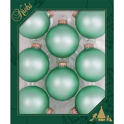 Foto van 24x stuks glazen kerstballen 7 cm mermaid velvet groen mat - kerstbal