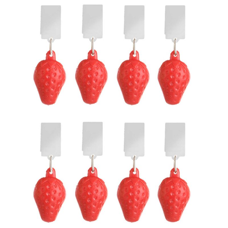 Foto van Esschert design tafelkleedgewichten aardbeien - 8x - rood - kunststof - tafelkleedgewichten