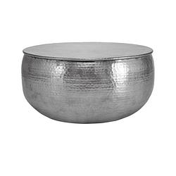 Foto van Womo-design salontafel, ø 60x30,5 cm, zilver, gemaakt van gehamerd aluminium legering