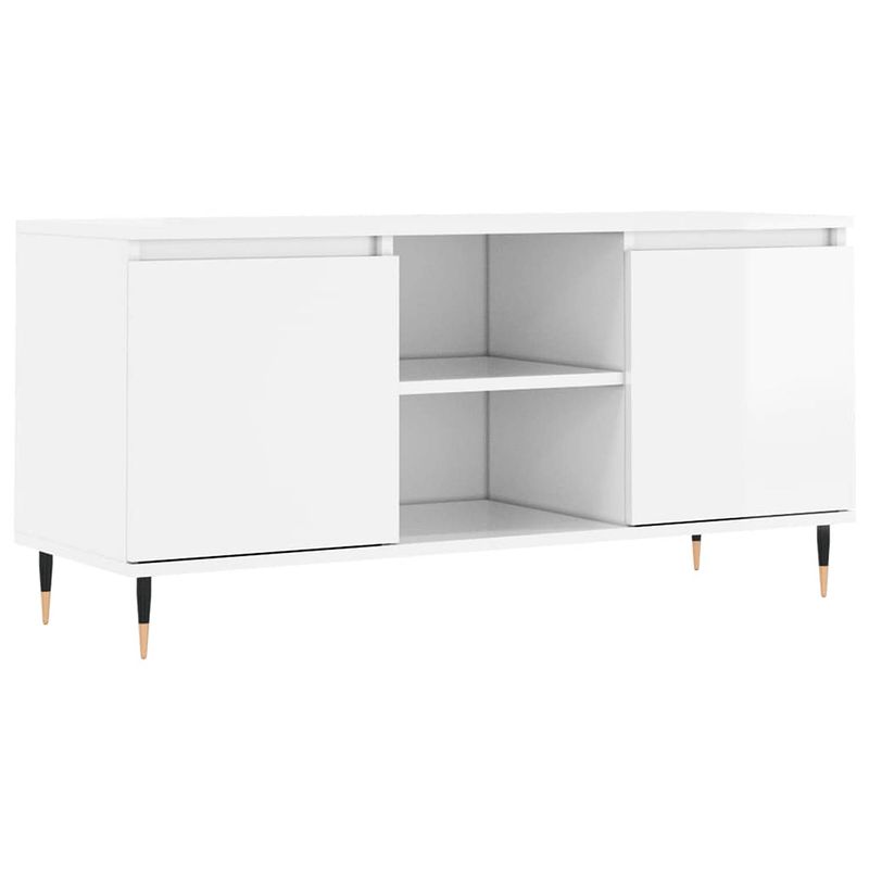 Foto van The living store tv-meubel - tv-kast 104 x 35 x 50 cm - hoogglans wit