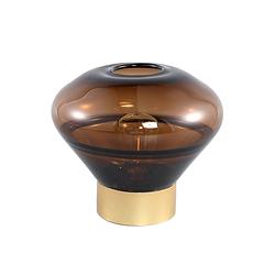 Foto van Ptmd akahi brown glass led lamp round