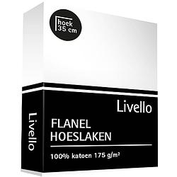 Foto van Livello hoeslaken flanel wit 160 x 200 cm