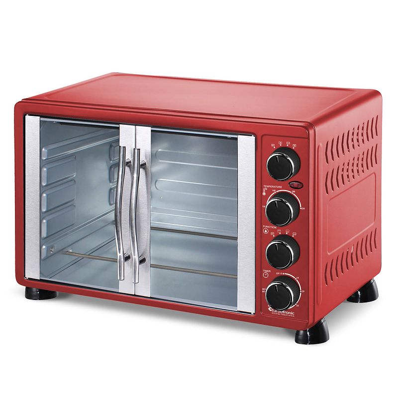 Foto van Turbotronic feo55 vrijstaande oven - met franse deuren - 55l - rood