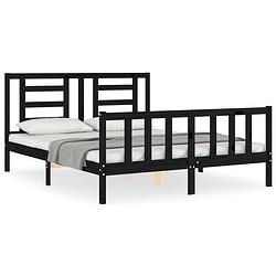 Foto van The living store bedframe - massief grenenhout - 205.5 x 165.5 x 100 cm - zwart