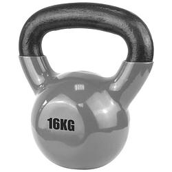 Foto van Urban fitness kettlebell 16 kg staal/vinyl zwart/zilver