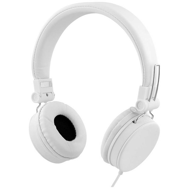 Foto van Streetz hl-w203 on ear headset kabel stereo wit vouwbaar, afstandsbediening, headset