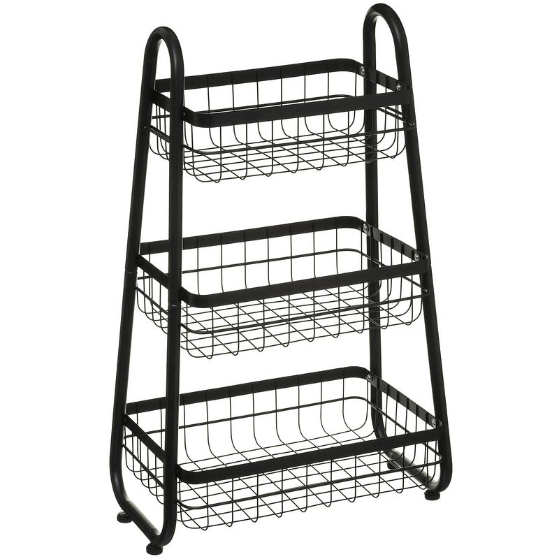 Foto van Keukentrolley zwart/zilver 3-laags 46 x 29 x 75,7 cm - opberg trolley