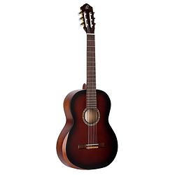 Foto van Ortega r55dlx-bft family pro series full-size guitar bourbon fade klassieke gitaar met armsteun