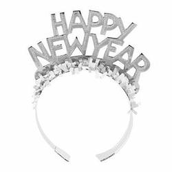 Foto van Haarband happy new year zilver voor volwassenen - diadeem hoofdband happy newyear