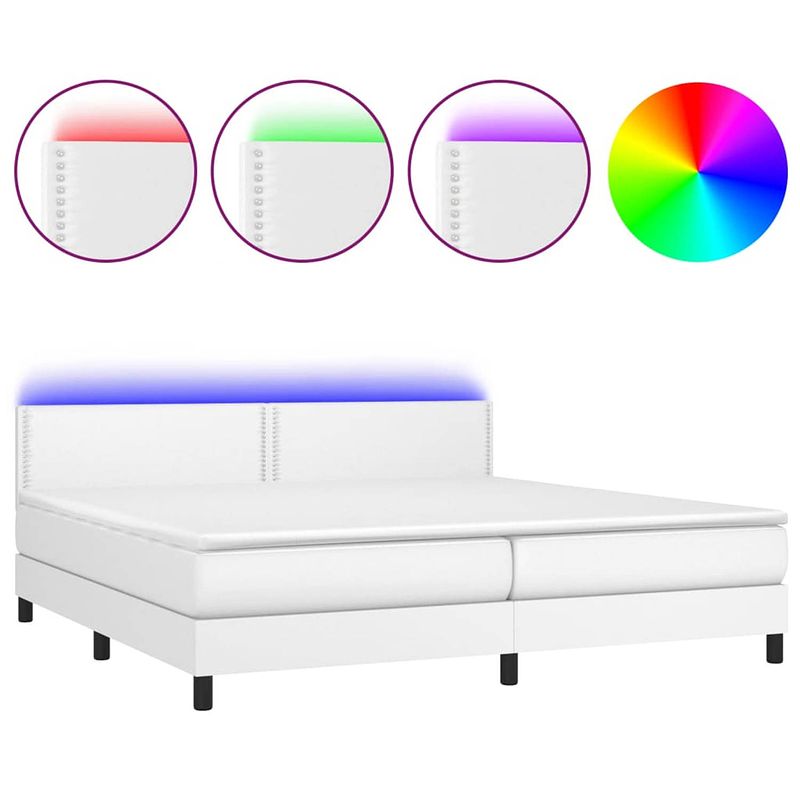 Foto van The living store boxspring bed - kunstleer - pocketvering matras - huidvriendelijke topmatras - led