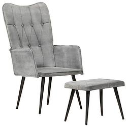 Foto van Vidaxl fauteuil met voetenbank vintage stijl canvas grijs