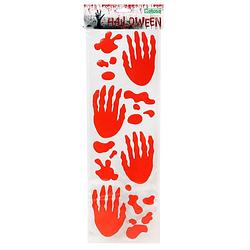 Foto van Horror/halloween raamsticker - bloederige handen en spetters - 46 x 13 cm - feestartikelen/versiering - feeststickers
