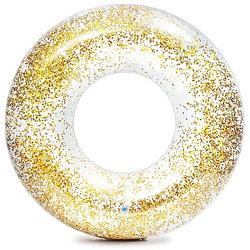 Foto van Intex opblaasbare gouden glitter zwemband/zwemring transparant 107 cm - zwembanden