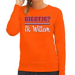 Foto van Oranje koningsdag sweater - biertje? ik willem - dames s - feesttruien