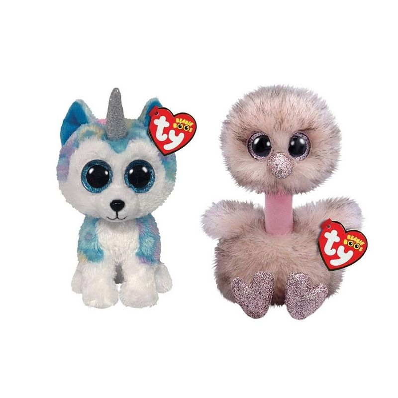 Foto van Ty - knuffel - beanie boo's - helena husky & henna ostrich