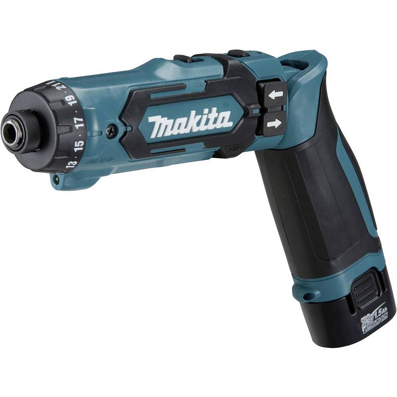 Foto van Makita makita df012dse accu-knikschroefmachine 7.2 v 1.5 ah li-ion incl. 2 accus, incl. koffer