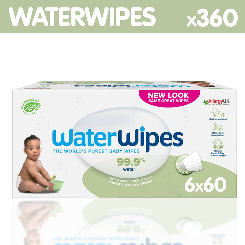 Foto van Waterwipes - snoetenpoetser soapberry - 6 x 60 babydoekjes - 99,9% water *plastic vrij